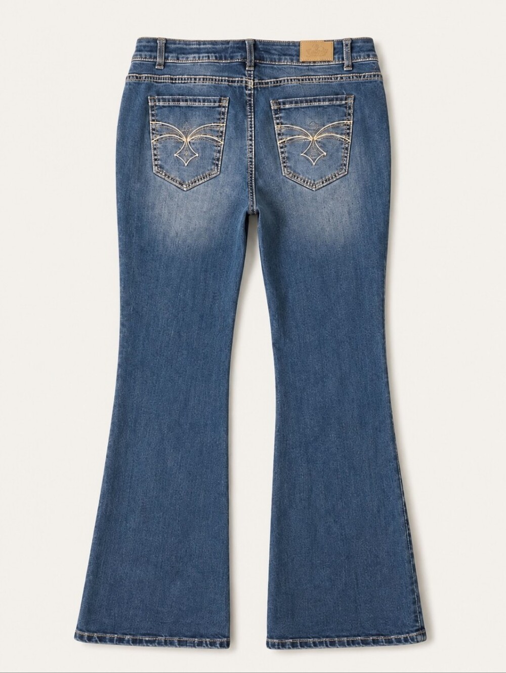 Royalty For Me Blue Flare Jeans with Contrast Stitching. Women's Size 12.
